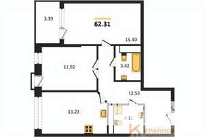 2-к квартира, сданный дом, 62м2, 16/21 этаж