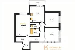 3-к квартира, вторичка, 71м2, 16/25 этаж