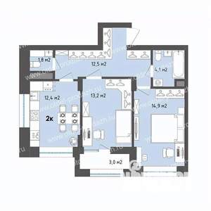 2-к квартира, строящийся дом, 60м2, 5/13 этаж