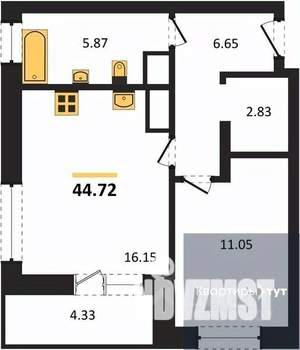 1-к квартира, вторичка, 45м2, 23/25 этаж