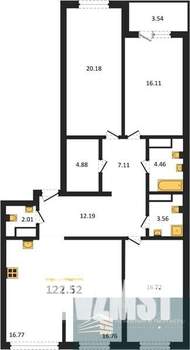 3-к квартира, вторичка, 123м2, 17/18 этаж