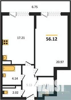 1-к квартира, вторичка, 56м2, 8/23 этаж
