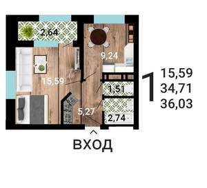 1-к квартира, строящийся дом, 38м2, 3/31 этаж