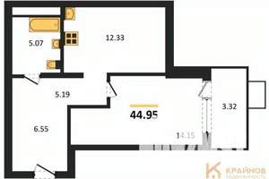 1-к квартира, вторичка, 45м2, 13/21 этаж