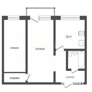 2-к квартира, вторичка, 44м2, 1/4 этаж