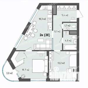 2-к квартира, строящийся дом, 65м2, 2/13 этаж