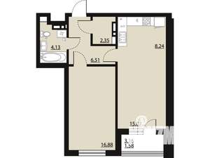 1-к квартира, вторичка, 55м2, 10/23 этаж