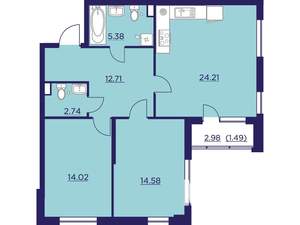 2-к квартира, вторичка, 75м2, 3/18 этаж