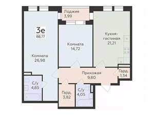 3-к квартира, вторичка, 89м2, 4/24 этаж