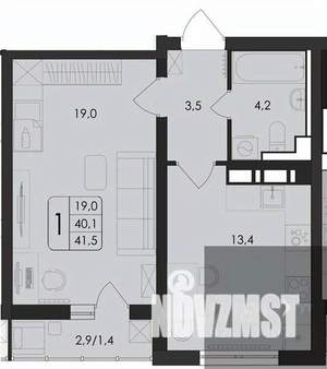 1-к квартира, вторичка, 42м2, 5/17 этаж