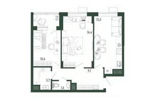 2-к квартира, строящийся дом, 58м2, 9/13 этаж