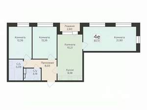 4-к квартира, вторичка, 85м2, 2/12 этаж