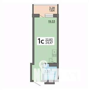 1-к квартира, строящийся дом, 24м2, 13/18 этаж