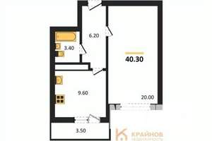 1-к квартира, вторичка, 40м2, 16/25 этаж