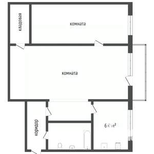 2-к квартира, вторичка, 45м2, 4/5 этаж