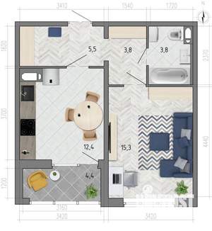 1-к квартира, вторичка, 43м2, 10/18 этаж