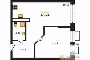 1-к квартира, вторичка, 46м2, 19/21 этаж