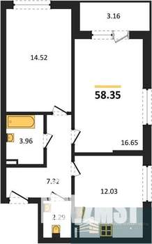 2-к квартира, вторичка, 58м2, 2/24 этаж