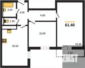 2-к квартира, вторичка, 61м2, 17/17 этаж