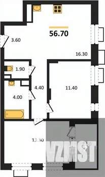 2-к квартира, вторичка, 57м2, 6/14 этаж