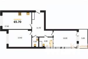 2-к квартира, вторичка, 66м2, 2/13 этаж