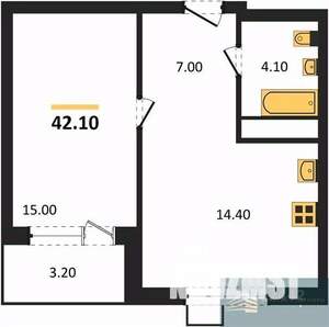 1-к квартира, вторичка, 42м2, 10/11 этаж