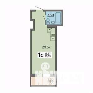 1-к квартира, строящийся дом, 26м2, 11/18 этаж