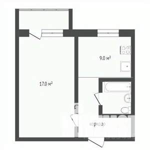 1-к квартира, вторичка, 38м2, 1/9 этаж