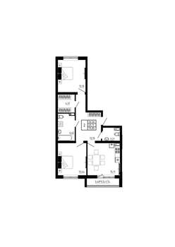 2-к квартира, строящийся дом, 71м2, 10/17 этаж