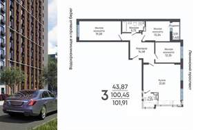 3-к квартира, строящийся дом, 102м2, 17/17 этаж