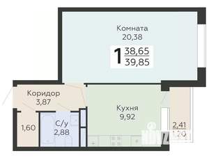 1-к квартира, вторичка, 40м2, 5/20 этаж