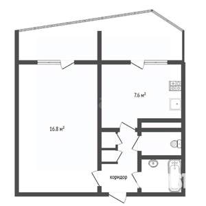 1-к квартира, вторичка, 33м2, 1/16 этаж