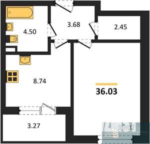1-к квартира, вторичка, 36м2, 2/24 этаж