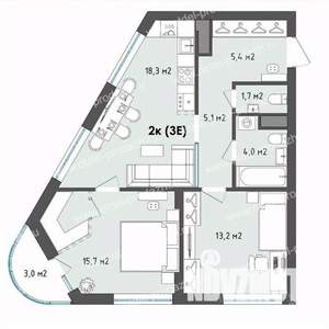 2-к квартира, строящийся дом, 65м2, 3/13 этаж