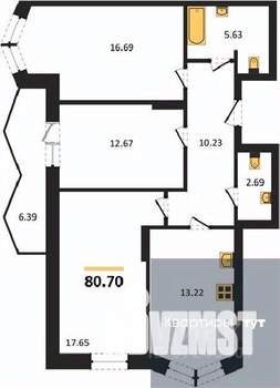 3-к квартира, вторичка, 81м2, 5/18 этаж