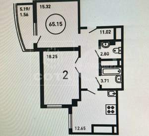 1-к квартира, вторичка, 65м2, 17/19 этаж