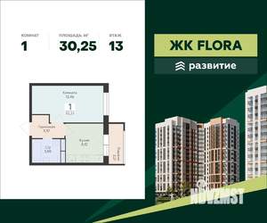 1-к квартира, вторичка, 30м2, 13/17 этаж