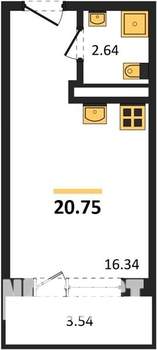 Студия квартира, вторичка, 21м2, 15/18 этаж