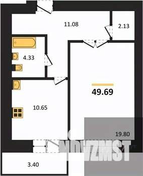 1-к квартира, вторичка, 50м2, 2/14 этаж