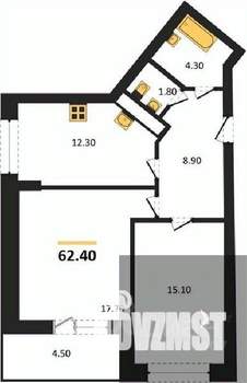 2-к квартира, вторичка, 62м2, 10/25 этаж