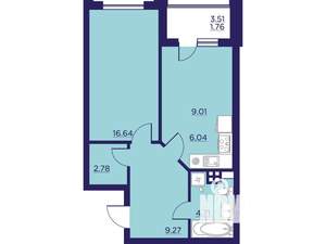 1-к квартира, вторичка, 50м2, 3/18 этаж