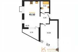 1-к квартира, вторичка, 46м2, 2/21 этаж