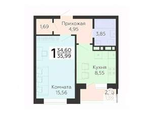1-к квартира, вторичка, 36м2, 7/18 этаж