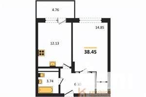 1-к квартира, вторичка, 38м2, 1/18 этаж