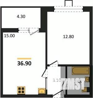 1-к квартира, вторичка, 37м2, 2/17 этаж