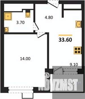 1-к квартира, вторичка, 34м2, 6/13 этаж
