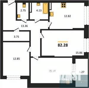 3-к квартира, вторичка, 82м2, 6/24 этаж