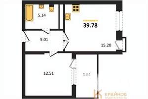 1-к квартира, сданный дом, 40м2, 3/21 этаж