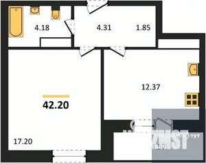 1-к квартира, вторичка, 42м2, 25/25 этаж