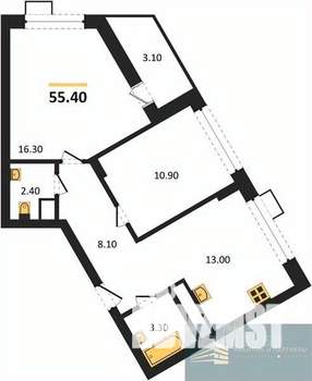 2-к квартира, вторичка, 56м2, 4/13 этаж